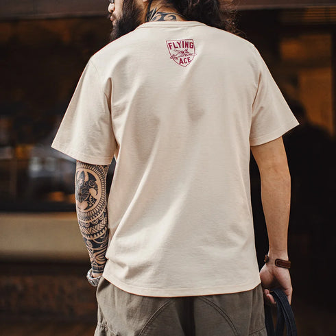 Men’s Retro Tiger Print T-Shirt – Loose Fit Summer Tee with Embroidered Letters